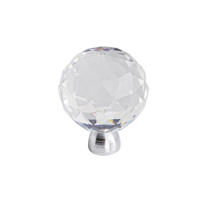 DecorAndDecor - TAYBERRY Polished Nickel Crystal Cabinet Knobs Diamond Clear Glass Door Cupboard Drawer - Pair