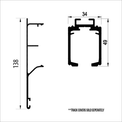 DecorAndDecor Top Hung Sliding Door Gear Kit - 120Kg Max Door Weight - 1800mm Track - One Way Soft Close