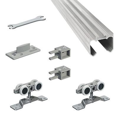 DecorAndDecor Top Hung Sliding Door Gear Kit - 120Kg Max Door Weight - 2400mm Track - Both Way Soft Close