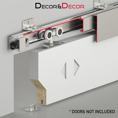 DecorAndDecor Top Hung Sliding Door Gear Kit - 120Kg Max Door Weight - 2400mm Track