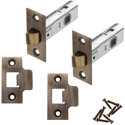 DecorAndDecor Tubular Mortice Latch - 64mm / 2.5" - Florentine Bronze -Pair
