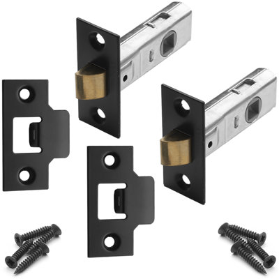 DecorAndDecor Tubular Mortice Latch - 64mm / 2.5" - Matt Black - Pair