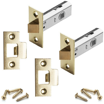 DecorAndDecor Tubular Mortice Latch - 76mm / 3" - Polished Brass - Pair
