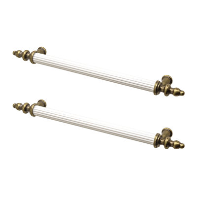 DecorAndDecor - VANDON Matt White & Antique Brass Country Bar Kitchen Cabinet Drawer Cupboard Pull Handles - 128mm - Pair