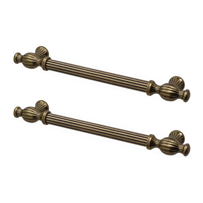 DecorAndDecor - VERNA Antique Brass Traditional Cabinet Drawer Cupboard Pull Door Handles - 224mm - Pair