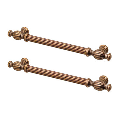 DecorAndDecor - VERNA Antique Copper Traditional Cabinet Drawer Cupboard Pull Door Handles - 224mm - Pair