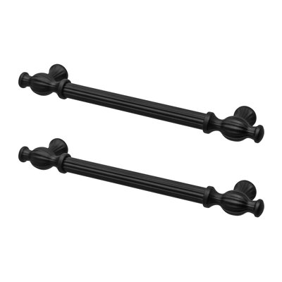 DecorAndDecor - VERNA Matt Black Traditional Antique Cabinet Drawer Cupboard Pull Door Handles - 224mm - Pair