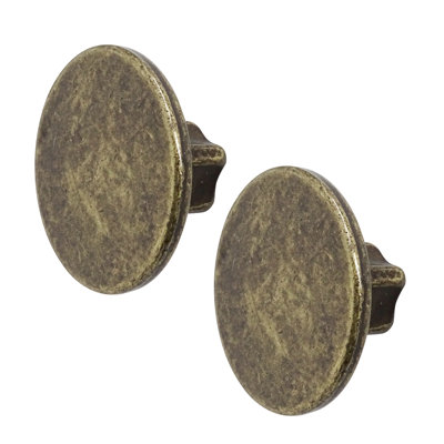 DecorAndDecor - VESTA Antique Brass Round Cabinet Knob Drawer Cupboard Kitchen Pull Handles - Pair