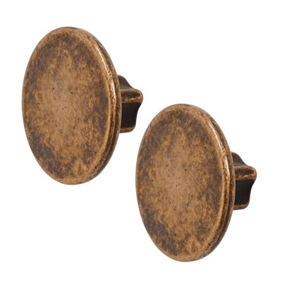 DecorAndDecor - VESTA Antique Copper Round Cabinet Knob Drawer Cupboard Kitchen Pull Handles - Pair