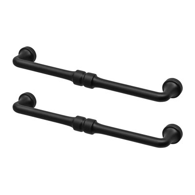 DecorAndDecor - WIMPOLE Matt Black Slimline D-Shape Kitchen Cabinet Drawer Cupboard Pull Door Handles - 160mm - Pair