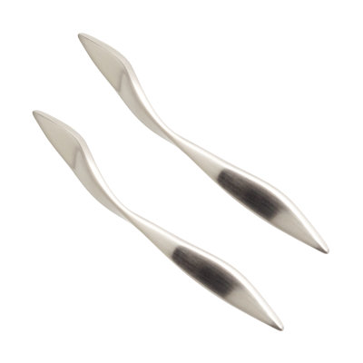 DecorAndDecor - ZELLER Brushed Nickel Twisted Modern Kitchen Cabinet Drawer Cupboard Pull Door Handles - 160mm - Pair