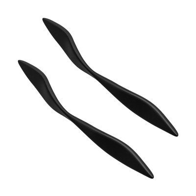 DecorAndDecor - ZELLER Matt Black Twisted Modern Kitchen Cabinet Drawer Cupboard Pull Door Handles - 160mm - Pair