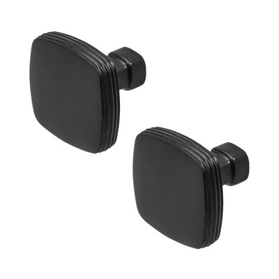 DecorAndDecor - ZINNIA Matt Black Luxury Square Kitchen Cabinet Drawer Cupboard Pull Knobs - Pair