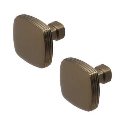 DecorAndDecor - ZINNIA Matt Bronze Luxury Square Kitchen Cabinet Drawer Cupboard Pull Knobs - Pair