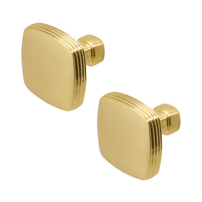 DecorAndDecor - ZINNIA Matt Gold Luxury Square Kitchen Cabinet Drawer Cupboard Pull Knobs - Pair