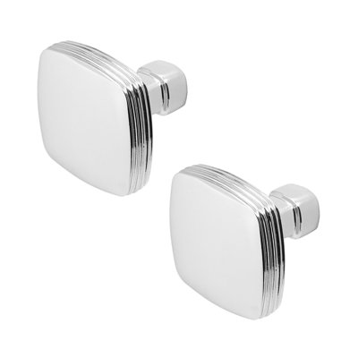 DecorAndDecor - ZINNIA Polished Nickel Luxury Square Kitchen Cabinet Drawer Cupboard Pull Knobs - Pair