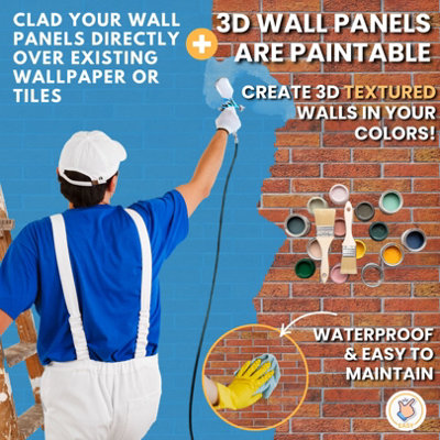 Decorative 3D Wall Panels (96x48 cm) Pack of 6 Sheets Cover 2.76 m² (29 ...