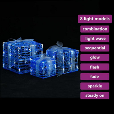 Decorative Acrylic Christmas Gift Boxes 3 pcs Cold White - 3