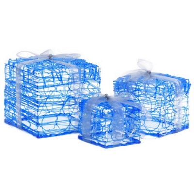 Decorative Acrylic Christmas Gift Boxes 3 pcs Cold White - 4