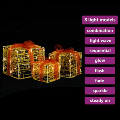 Decorative Acrylic Christmas Gift Boxes 3 pcs Warm White - 3
