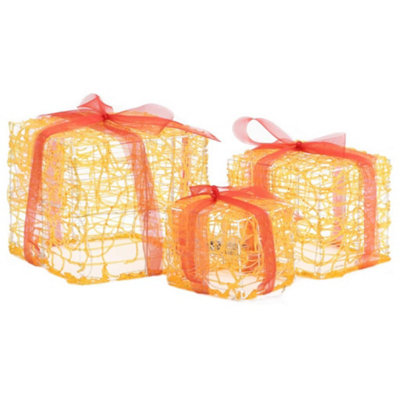 Decorative Acrylic Christmas Gift Boxes 3 pcs Warm White - 4