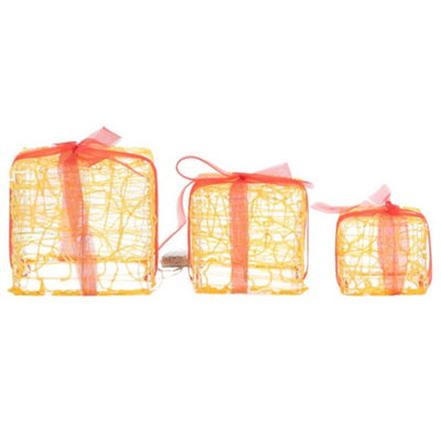 Decorative Acrylic Christmas Gift Boxes 3 pcs Warm White - 5