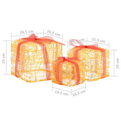 Decorative Acrylic Christmas Gift Boxes 3 pcs Warm White - 6