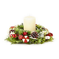 Decorative Christmas Candle Ring Mini Artificial Wreath Decoration Spirals 30cm