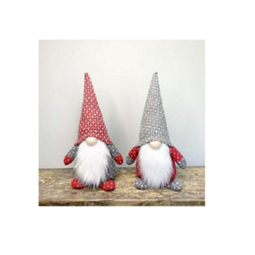 Decorative Christmas Nordic Fabric Gonk Ornament With a White Fuzzy Beard And Pointed Hat. H20 cm