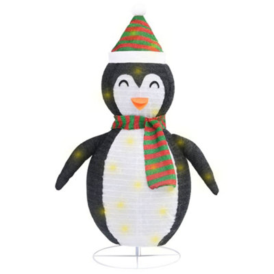 Decorative Christmas Snow Penguin Figure LED Luxury Fabric 90cm