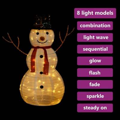 Decorative Christmas Snowman Figure with LED Luxury Fabric 90cm - 4