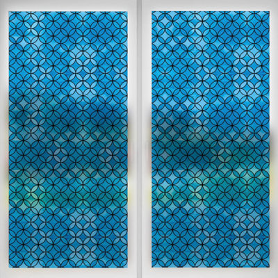 Decorative Circles Pattern Window Privacy Film for Glass Windows - Self-Adhesive Static Cling, No Glue, Anti-UV Window Film