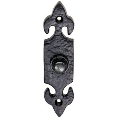 Decorative Door Bell Cover Black Antique 120 x 30mm Traditional Hammered