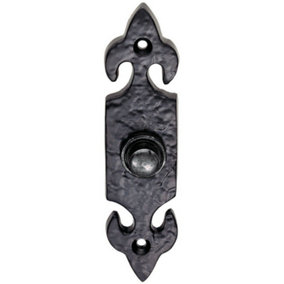 Decorative Door Bell Cover Black Antique 120 x 30mm Traditional Hammered