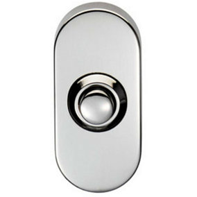 Decorative Door Bell Cover Bright Stainless Steel 64 x 30mm Oval Push Button