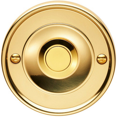 Decorative Door Bell Cover Polished Brass 65 x 7mm Round Sleek Button Plate