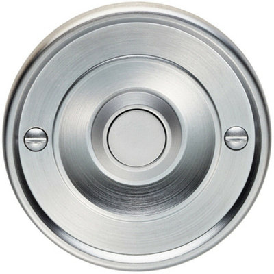 Decorative Door Bell Cover Satin Chrome 65 x 7mm Round Sleek Button