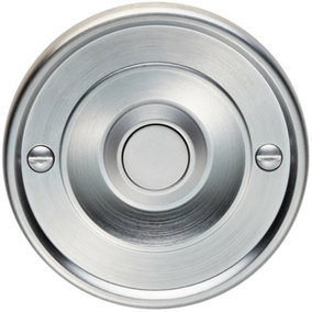Decorative Door Bell Cover Satin Chrome 65 x 7mm Round Sleek Button Plate