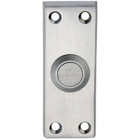 Decorative Door Bell Cover Satin Chrome 76 x 25mm Victorian Square Edged