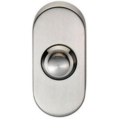 Decorative Door Bell Cover Satin Stainless Steel 64 x 30mm Oval Push Button DIY at B&Q