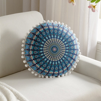 Decorative Ethnic Round Throw Pillow Cover