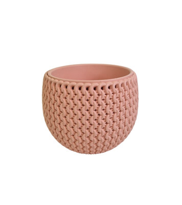 DECORATIVE FLOWERPOT WITH INSERT. WICKERWORK IMITATION - 18CM -PEACH  - SPLOFY BOWL