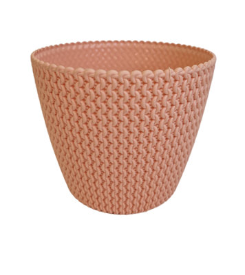 DECORATIVE FLOWERPOT WITH WICKERWORK IMITATION, SPLOFY - 16CM - PEACH