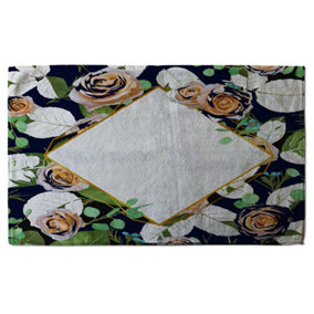 Decorative Flowers On Navy Background (Bath Towel) / Default Title