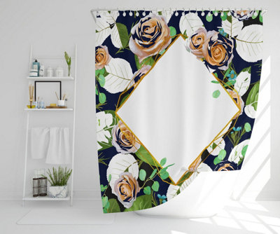 Decorative Flowers On Navy Background (Shower Curtain) / Default Title Price Comparisons | Compare The Build