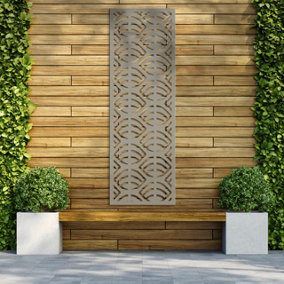 Decorative Garden Screen Trellis - Almond - Stone Grey - 600mm x 1800mm x 6mm