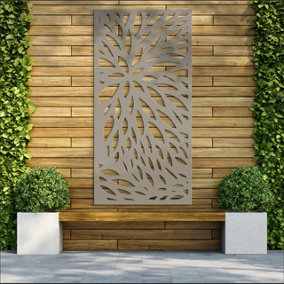 Decorative Garden Screen Trellis - Bloom - Stone Grey - 900mm x 1800mm x 6mm