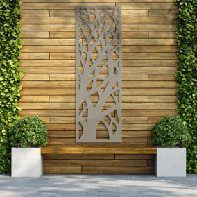 Decorative Garden Screen Trellis - Branches - Stone Grey - 600mm x 1800mm x 6mm