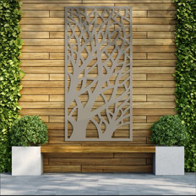 Decorative Garden Screen Trellis - Branches - Stone Grey - 900mm x 1800mm x 6mm