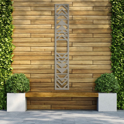 Decorative Garden Screen Trellis - Cube - Stone Grey - 300mm X 1800mm X 